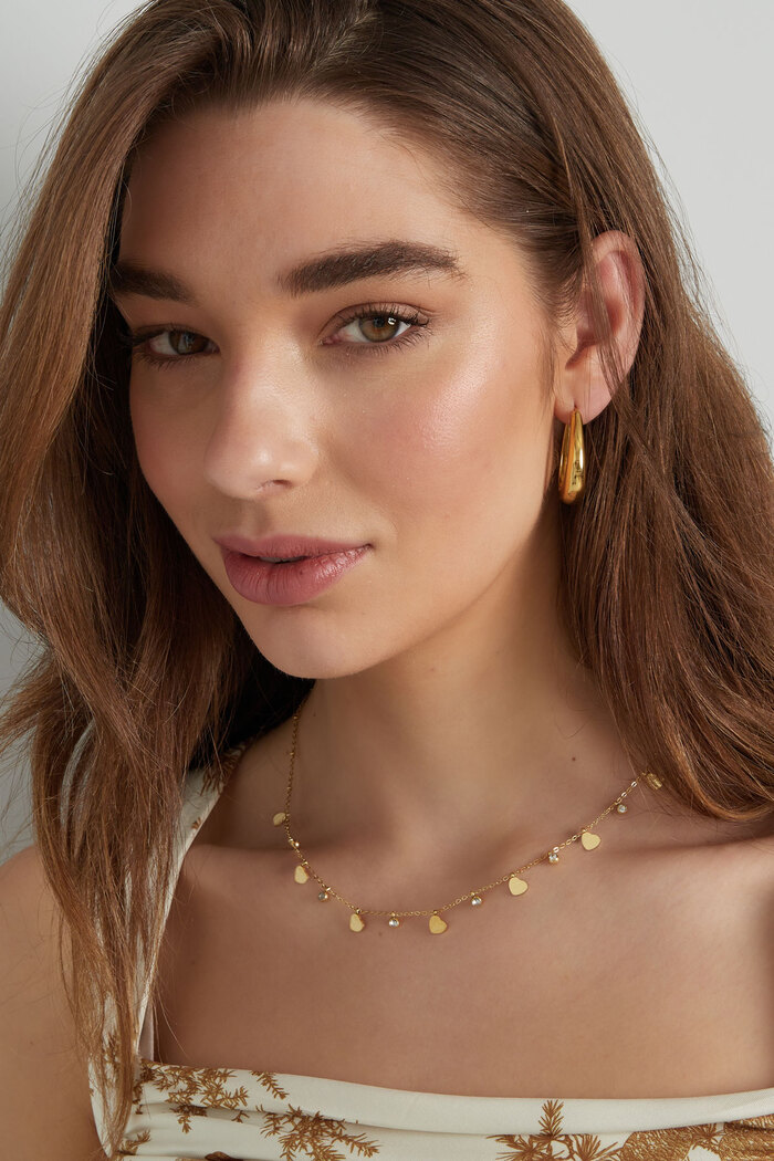Charm-Halskette mit Herzen und Diamanten – Gold  Bild2